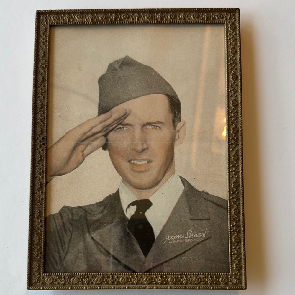 Vintage Gold Picture Frame with Jimmy Stewart Photo